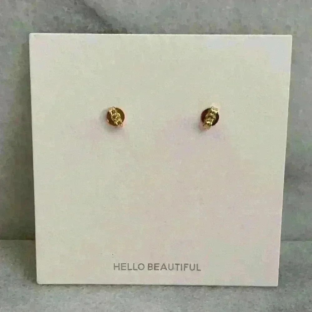 Crystal Dangle Moon Huggie Pendant Earrings - Picture 3 of 4